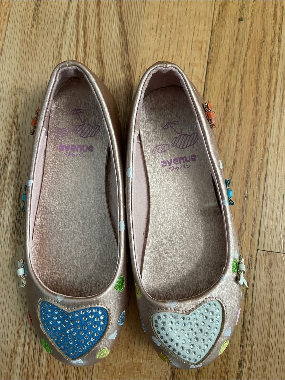 Avenue Metallic Rose Gold Heart Embellished Flats